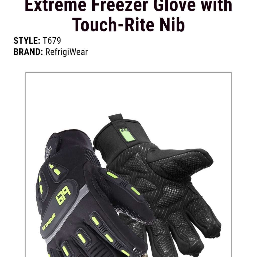 Refrigiwear Black And Green Touch-Rite Gloves